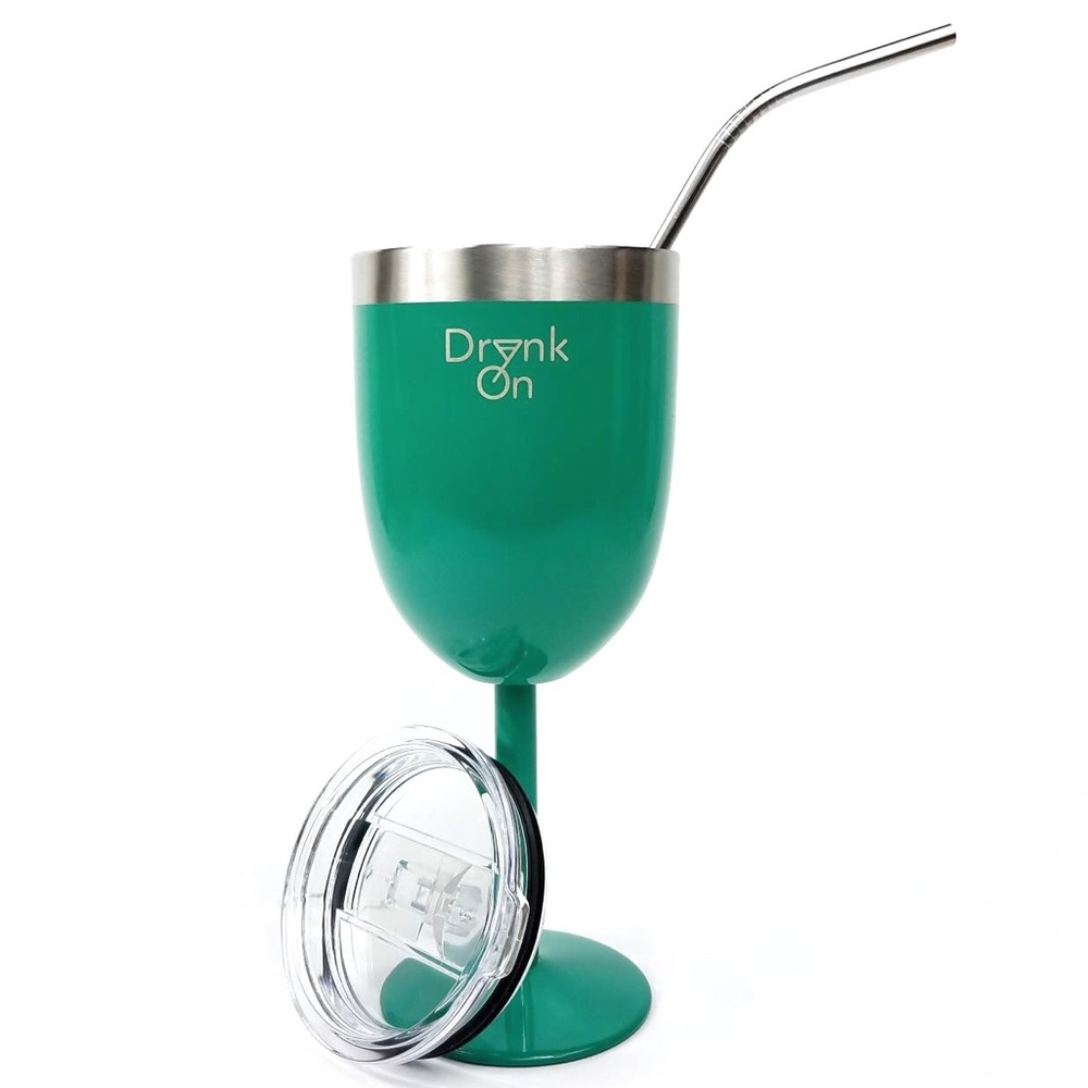 10oz Stainless Steel Wine Tumbler w/ a FREE Straw